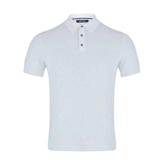 Buy Remus Uomo 3-Button Textured Polo - White | Short-Sleeved Polo Shirtss at Woven Durham