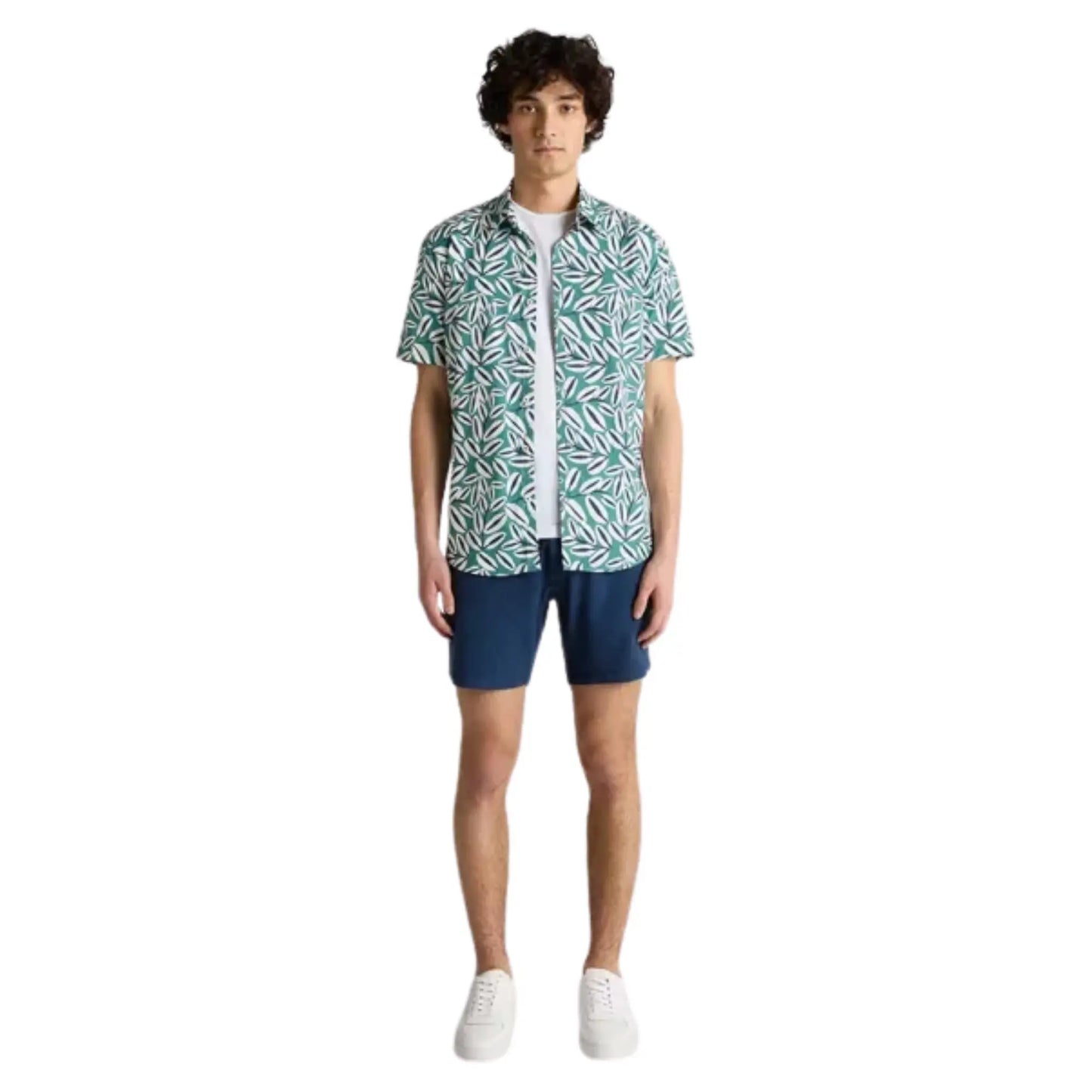 Buy Remus Uomo Abstract Leaf Print Short-Sleeve Shirt - Green | Short-Sleeved Polo Shirtss at Woven Durham