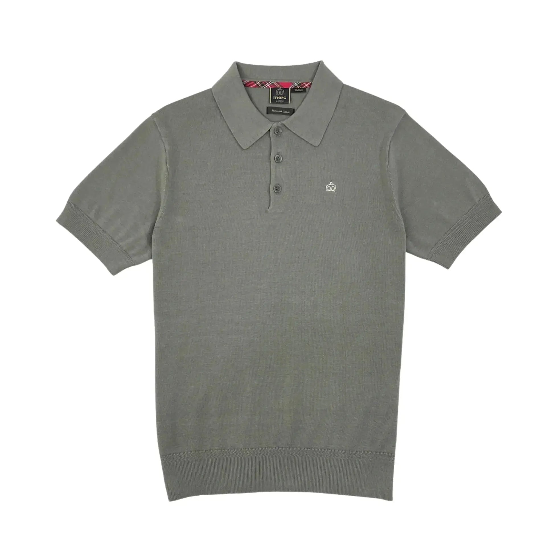 Buy Merc London Archie Knitted Polo - Sage | Short-Sleeved Polo Shirtss at Woven Durham