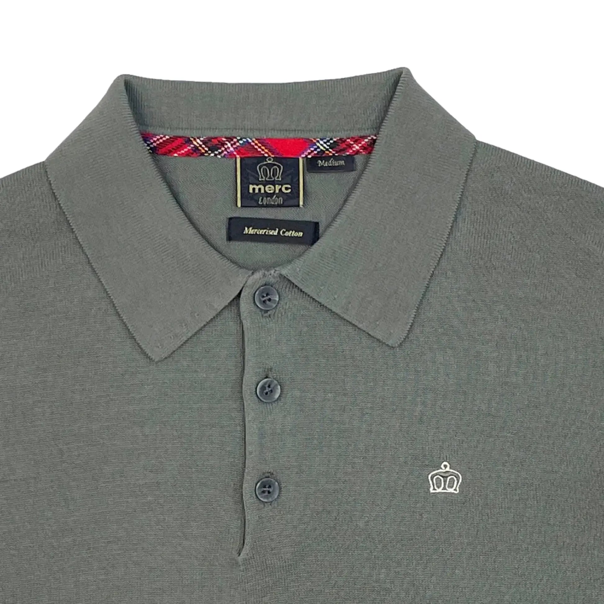 Buy Merc London Archie Knitted Polo - Sage | Short-Sleeved Polo Shirtss at Woven Durham