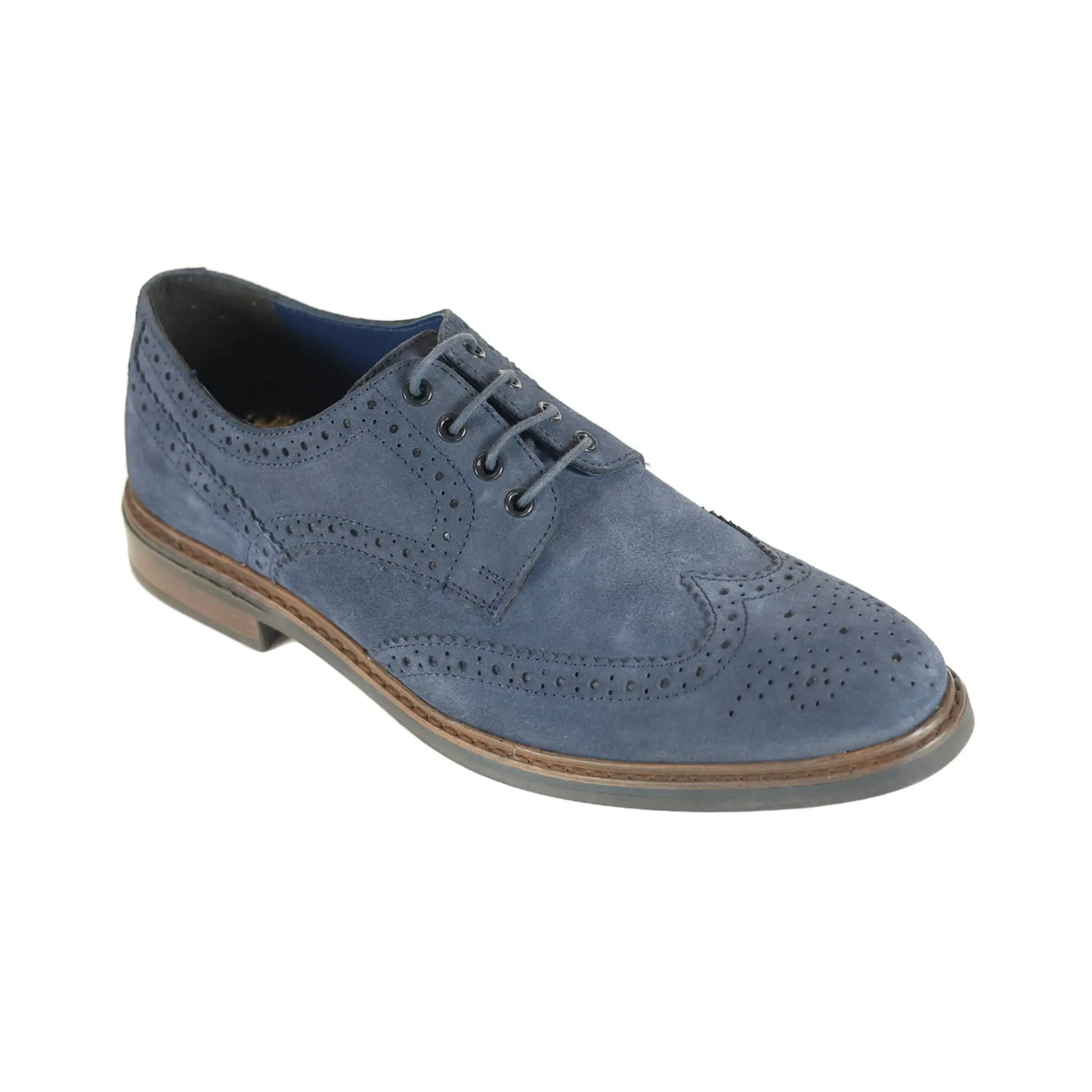 Buy Front Balham Suede Style Brogue - Navy | Brogue Shoess at Woven Durham
