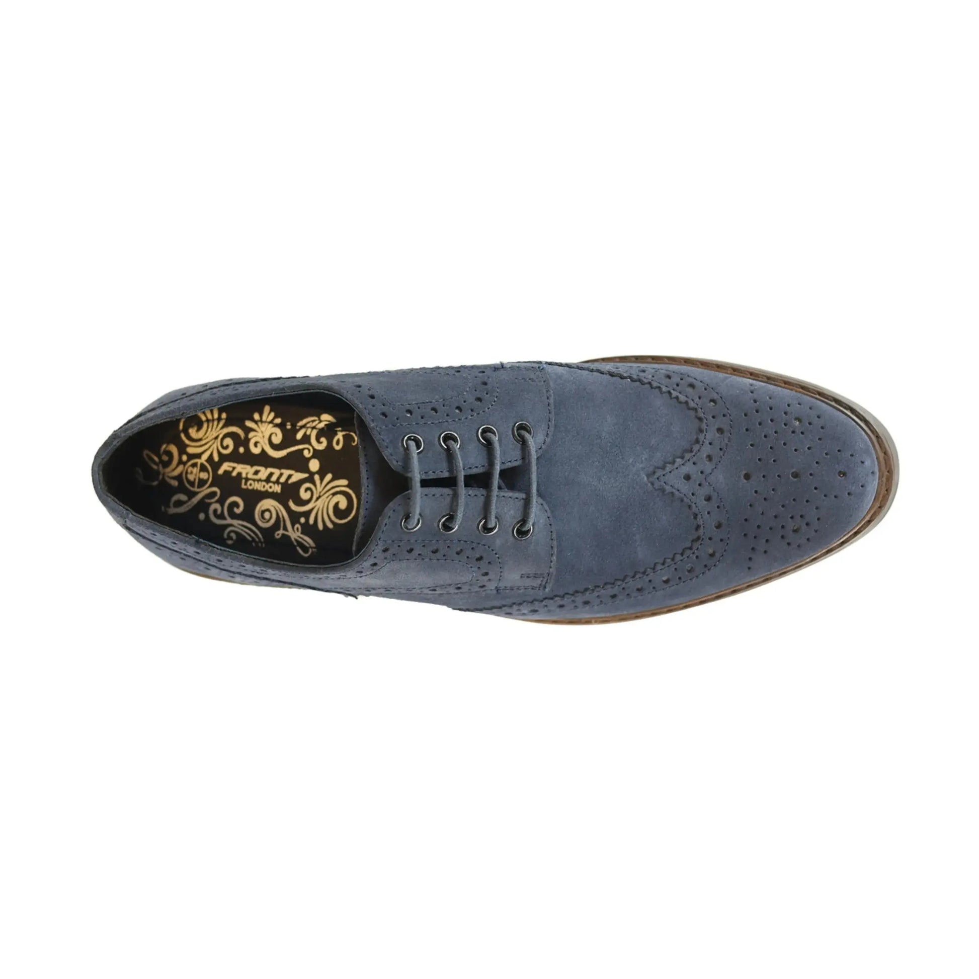 Buy Front Balham Suede Style Brogue - Navy | Brogue Shoess at Woven Durham