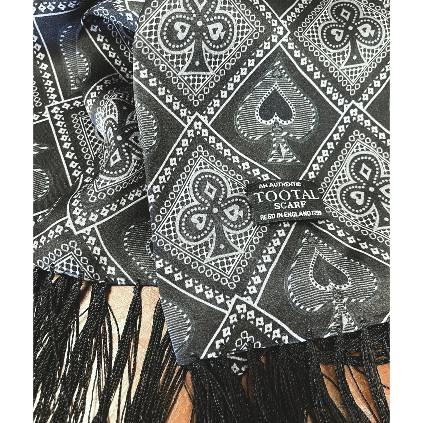 Buy Tootal Black Ace of Spades Silk Scarf | Aviator Scarvess at Woven Durham