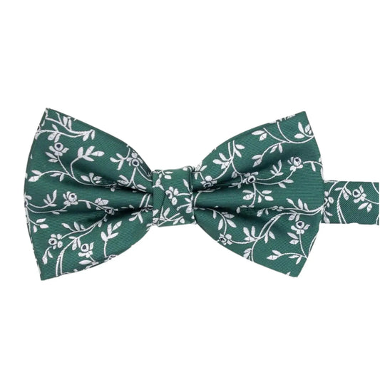 Buy L.A. Smith Bottle Green Leafy Floral Bow Tie | Pre-Tied Bow Tiess at Woven Durham