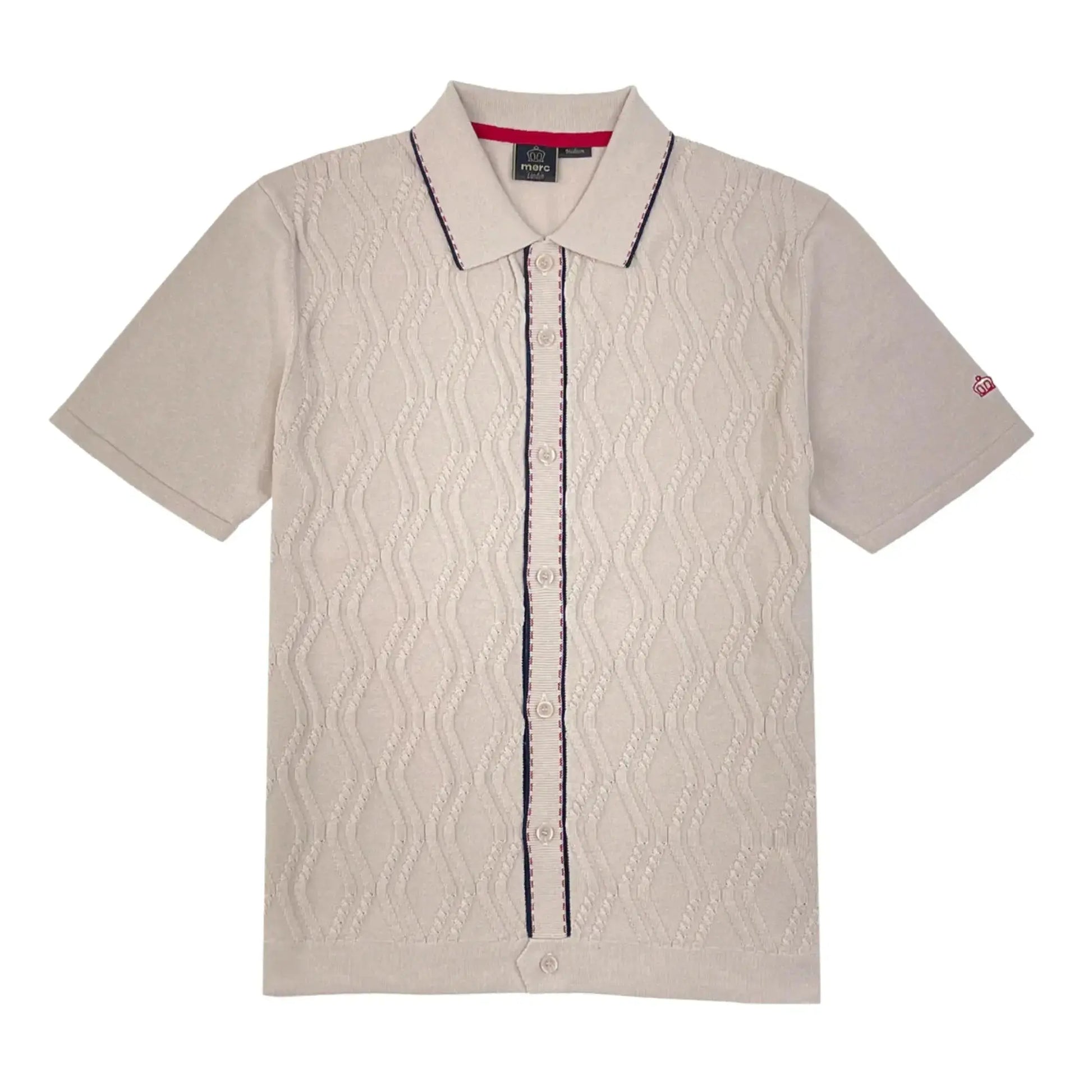 Buy Merc London Bryan Knitted Polo - Cream | Short-Sleeved Polo Shirtss at Woven Durham