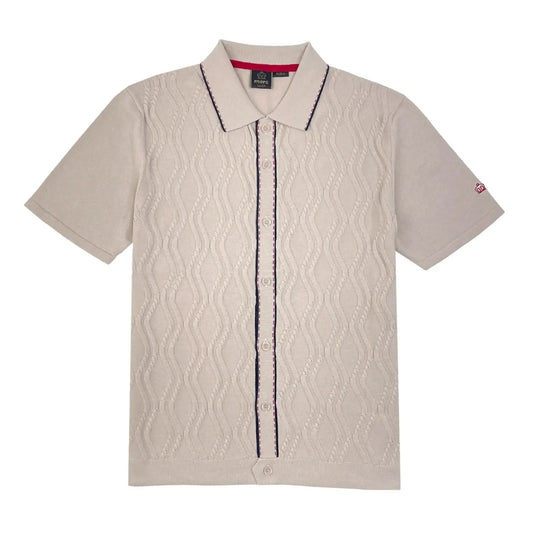 Buy Merc London Bryan Knitted Polo - Cream | Short-Sleeved Polo Shirtss at Woven Durham