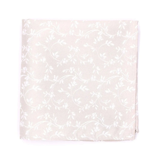 Buy L.A. Smith Champagne Leafy Floral Pocket Square | Polyester Pocket Squaress at Woven Durham