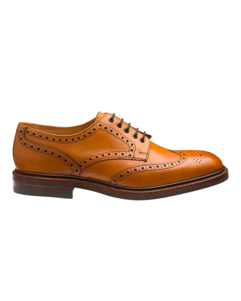 Buy Loake Chester Brogue Shoes with Rubber Sole - Tan | Derby Shoess at Woven Durham