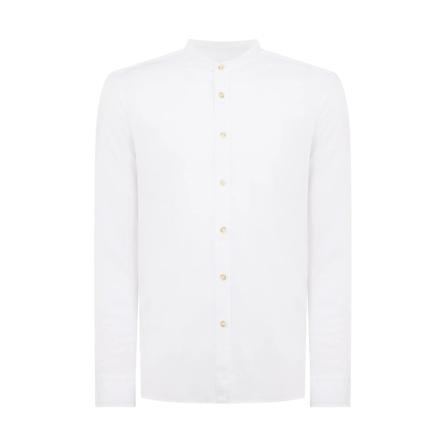 Buy Remus Uomo Cole Linen Grandad Collar Shirt - White | Long-Sleeved Shirtss at Woven Durham