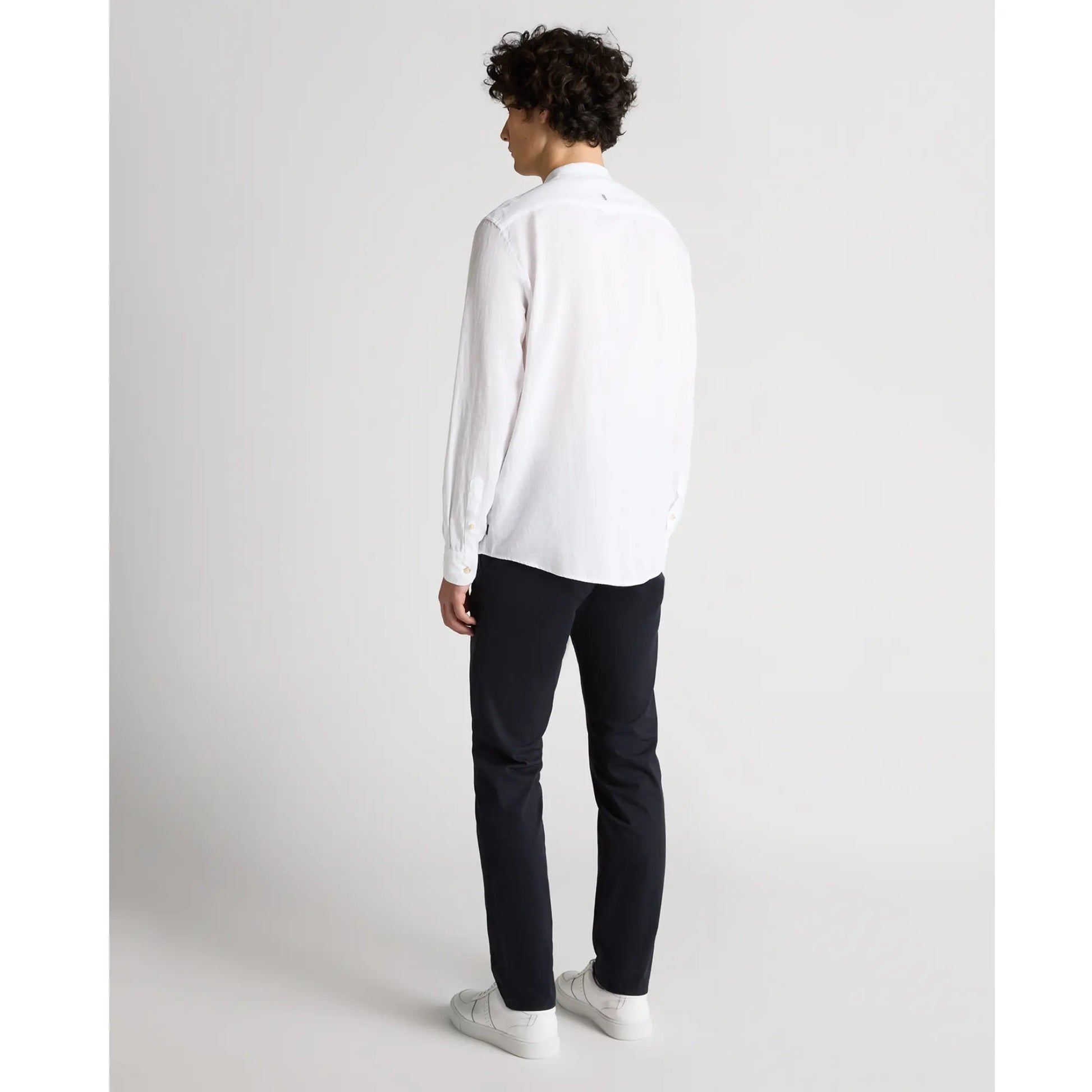 Buy Remus Uomo Cole Linen Grandad Collar Shirt - White | Long-Sleeved Shirtss at Woven Durham