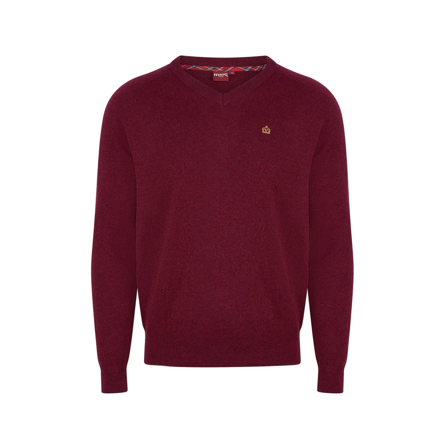 Buy Merc London Conrad V-Neck Knit Jumper - Burgundy | Crew-Neck Jumperss at Woven Durham