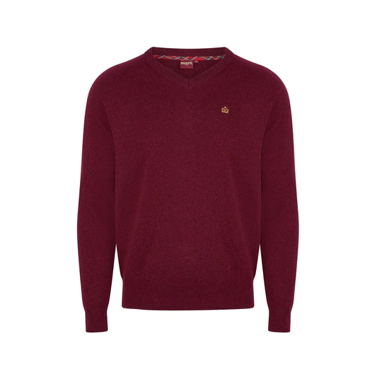 Buy Merc London Conrad V-Neck Knit Jumper - Burgundy | Crew-Neck Jumperss at Woven Durham