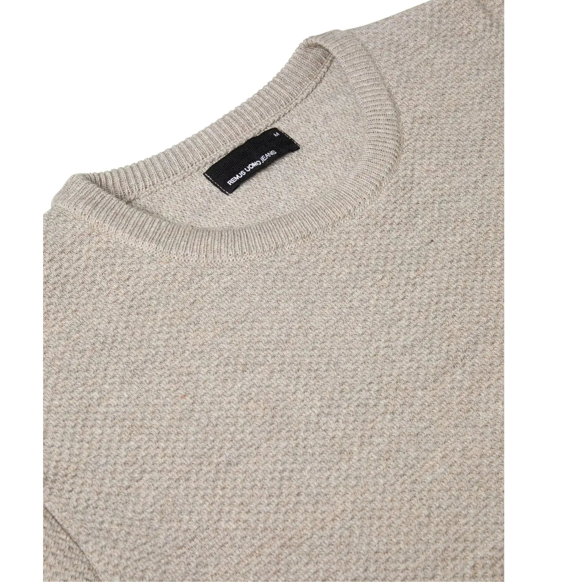 Buy Remus Uomo Crew Neck Knitted Sweater - Stone | Crew-Neck Jumperss at Woven Durham