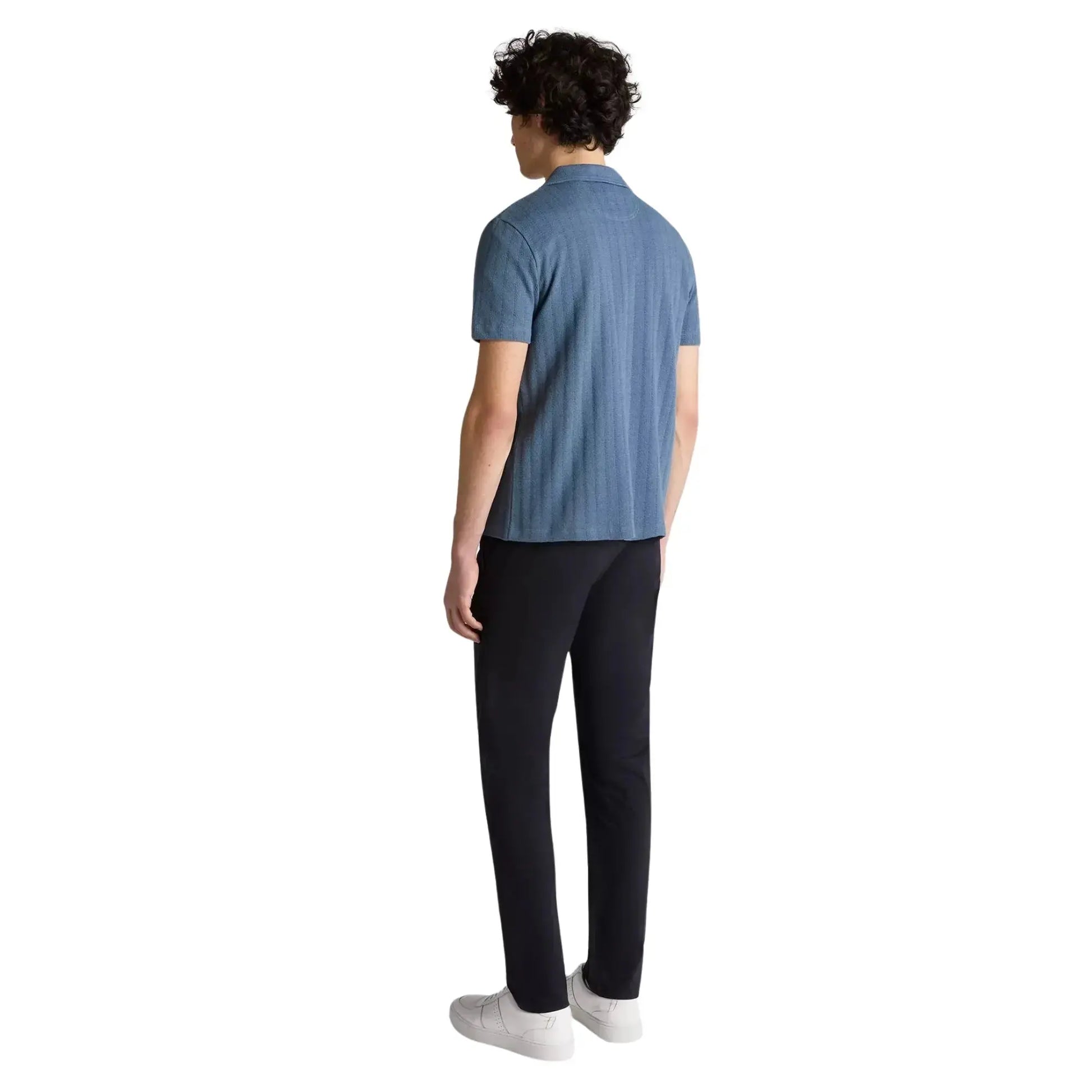 Buy Remus Uomo Cuban Collar Button-Thru Shirt - Blue | Short-Sleeved Polo Shirtss at Woven Durham