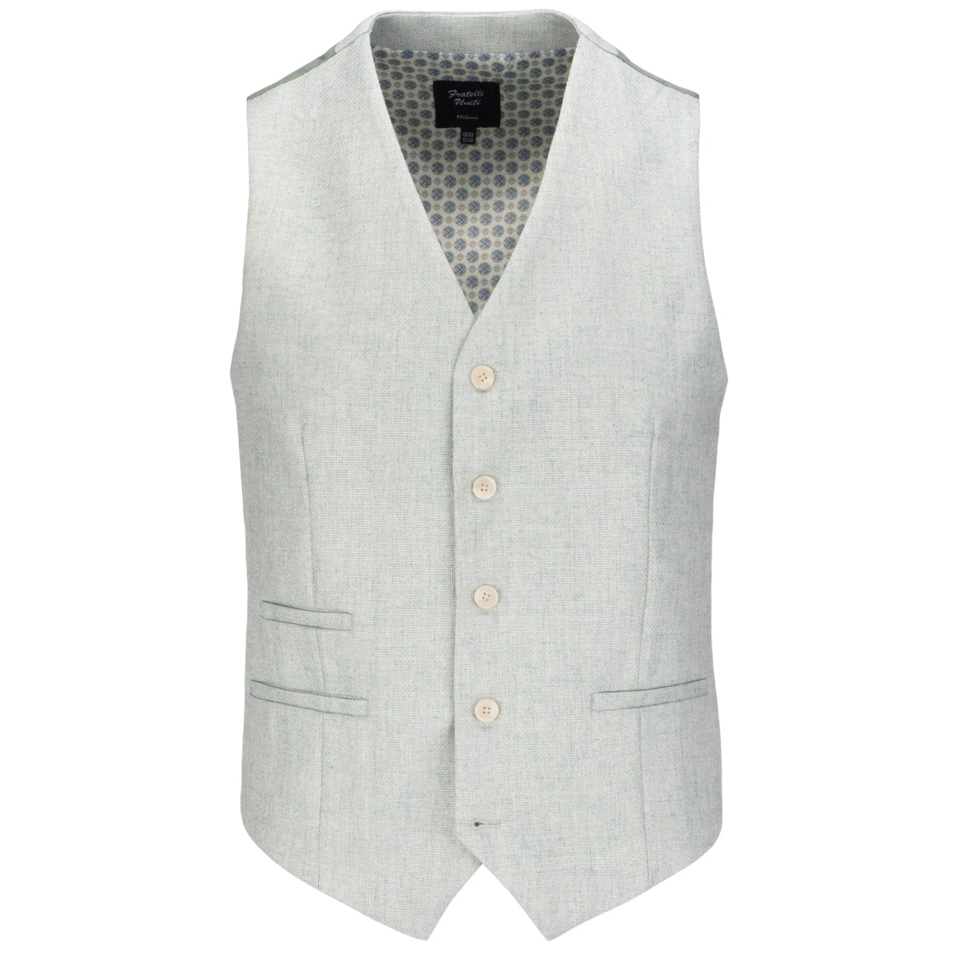 Buy Fratelli Damiano Textured Waistcoat - Sage | Suit Waistcoatss at Woven Durham