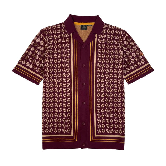 Buy Merc London Dennis Knitted Shirt - Wine | Short-Sleeved Polo Shirtss at Woven Durham