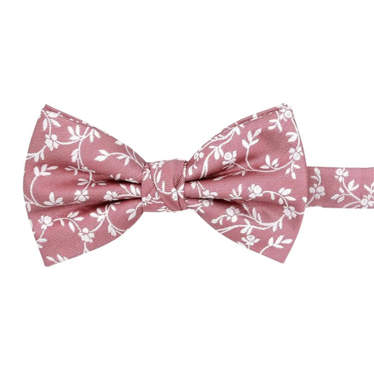 Buy L.A. Smith Dusky Pink Leafy Floral Bow Tie | Pre-Tied Bow Tiess at Woven Durham