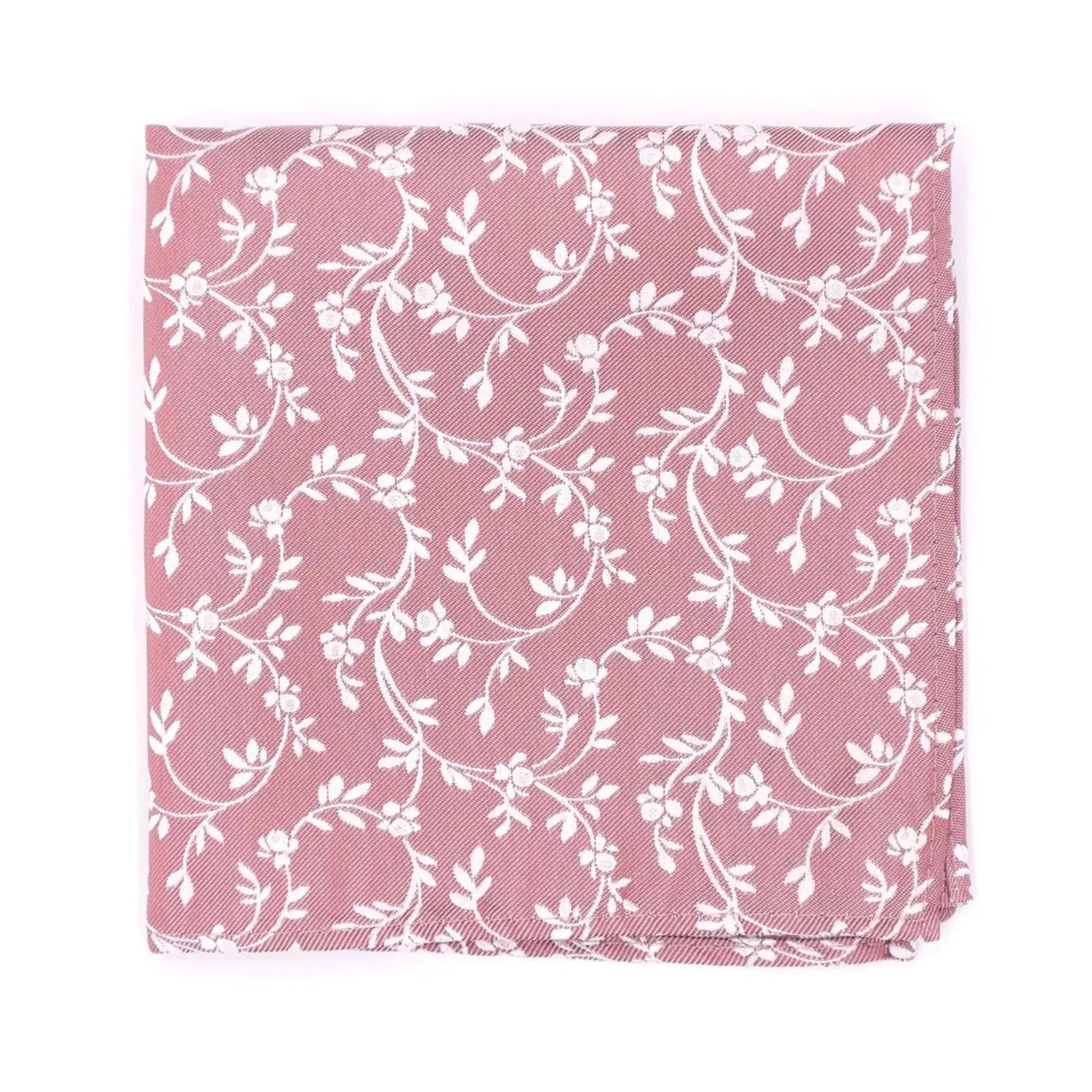 Buy L.A. Smith Dusky Pink Leafy Floral Pocket Square | Polyester Pocket Squaress at Woven Durham