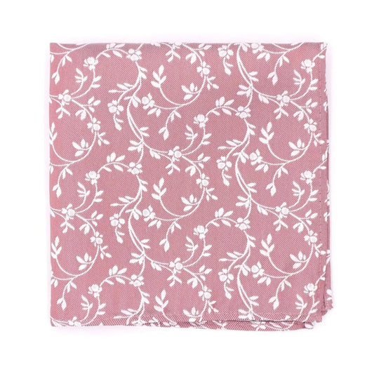 Buy L.A. Smith Dusky Pink Leafy Floral Pocket Square | Polyester Pocket Squaress at Woven Durham