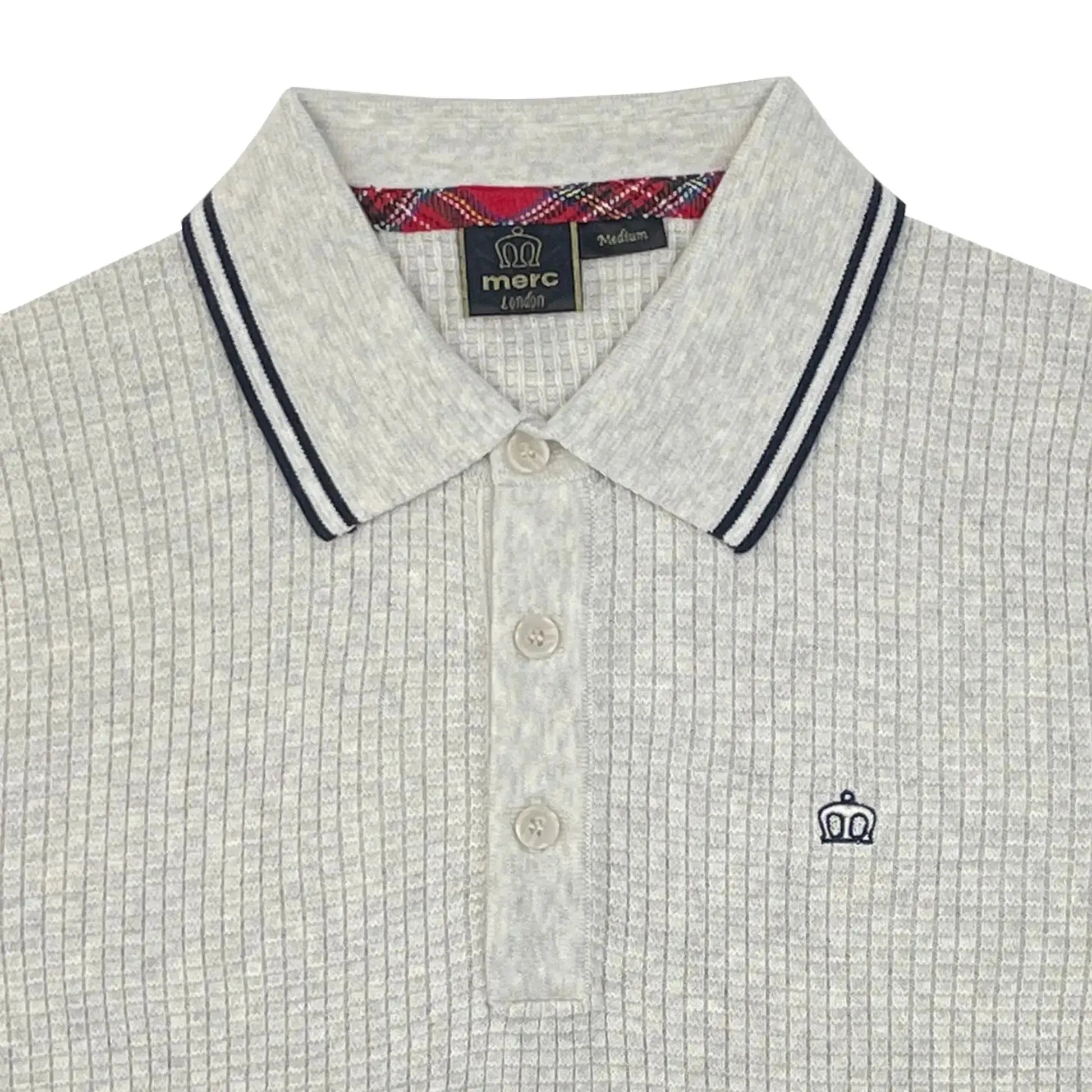 Buy Merc London Edmund Cream Marl Knitted Polo | Short-Sleeved Polo Shirtss at Woven Durham