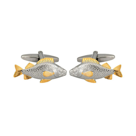 Buy Dalaco Fish 2-Tone Rhodium and Gold Plated Cufflinks | Cufflinkss at Woven Durham