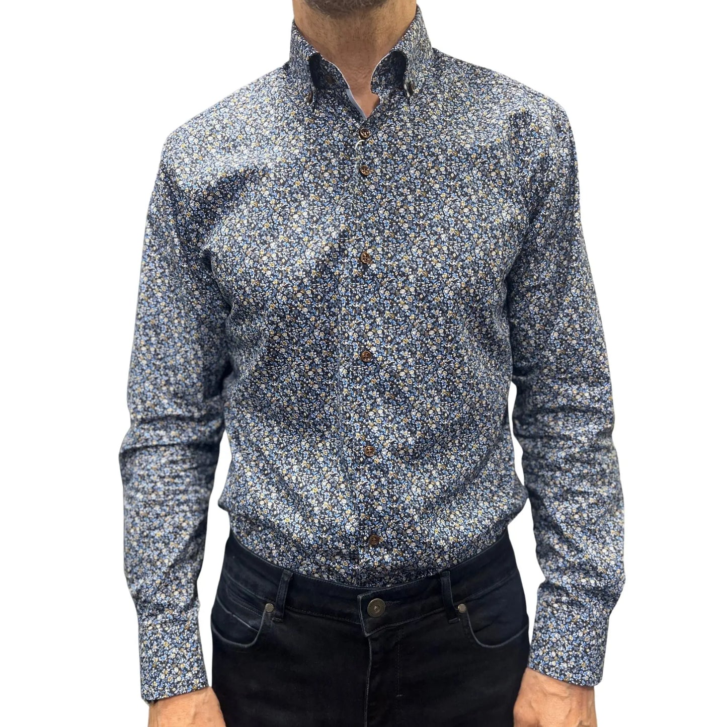 Buy Marnelli Sartoria Floral Long-Sleeve Shirt - Navy | Long-Sleeved Shirtss at Woven Durham