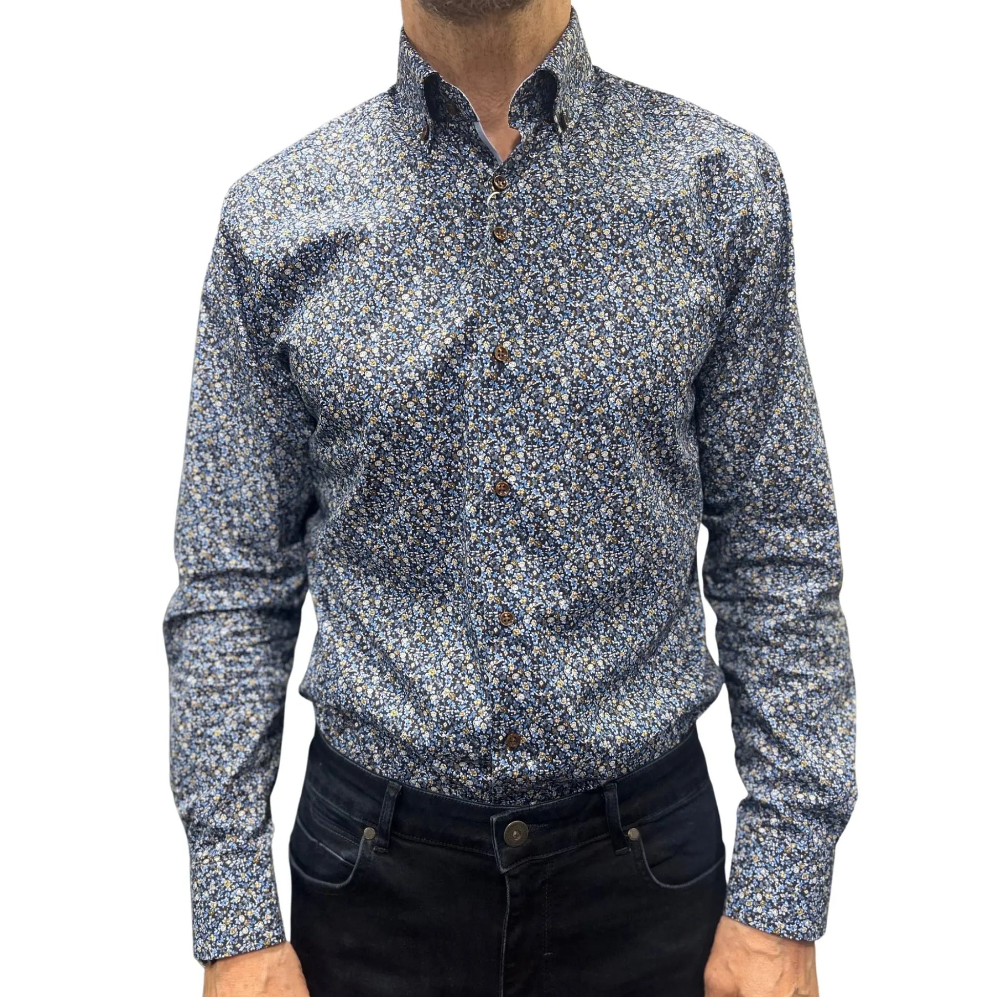 Buy Marnelli Sartoria Floral Long-Sleeve Shirt - Navy | Long-Sleeved Shirtss at Woven Durham