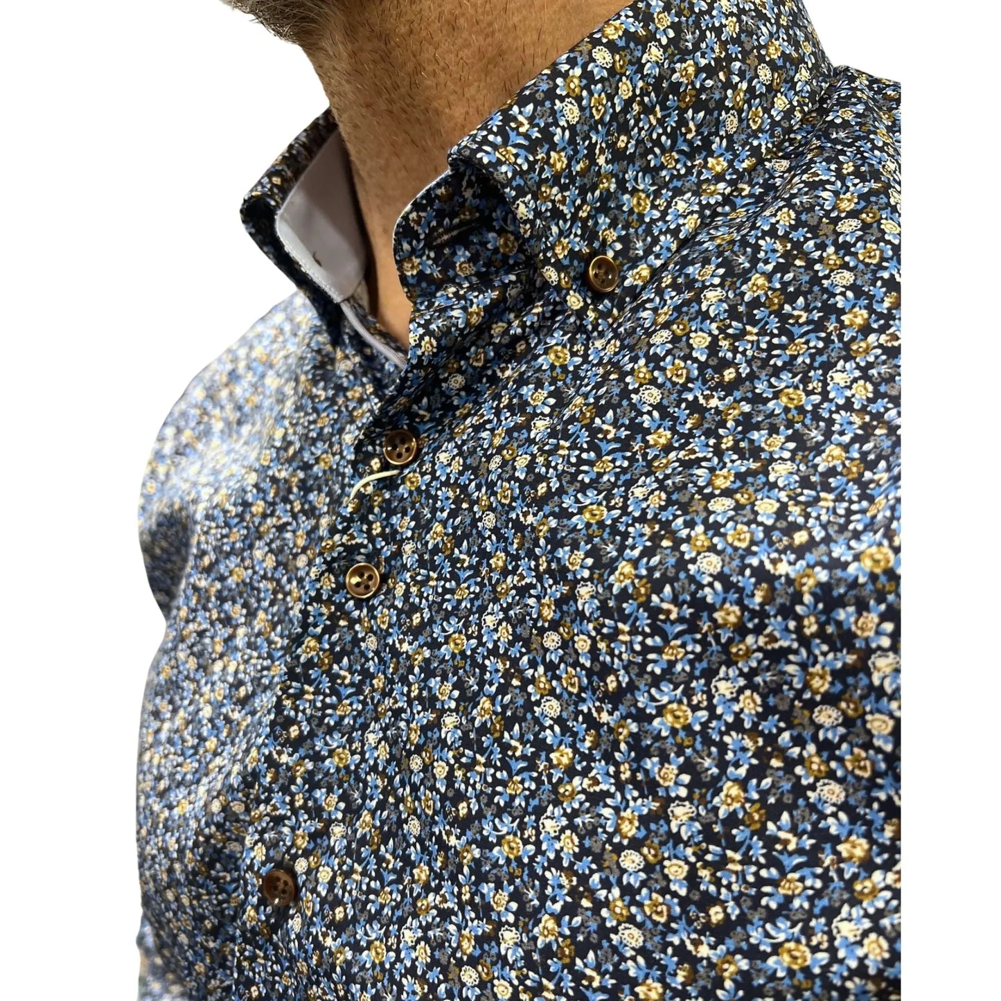 Buy Marnelli Sartoria Floral Long-Sleeve Shirt - Navy | Long-Sleeved Shirtss at Woven Durham