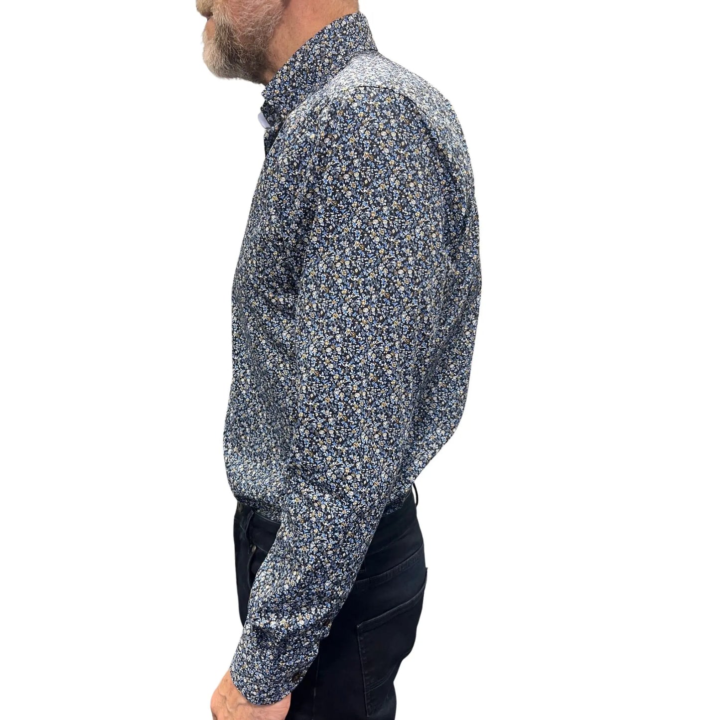 Buy Marnelli Sartoria Floral Long-Sleeve Shirt - Navy | Long-Sleeved Shirtss at Woven Durham