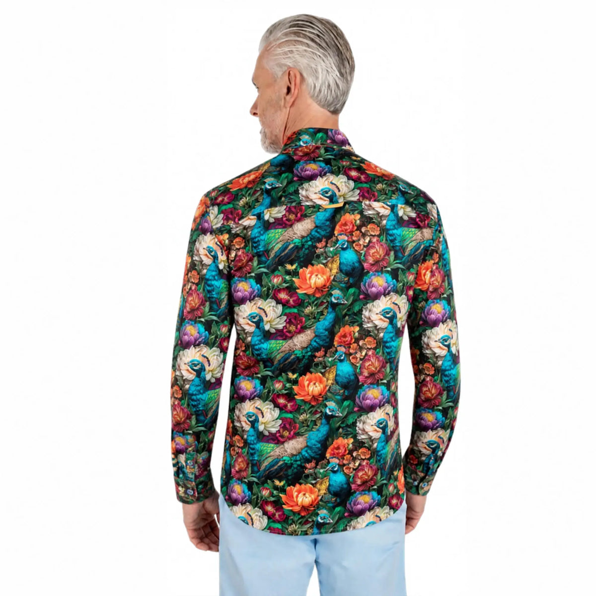 Buy Claudio Lugli Floral Peacock Long Sleeve Shirt | Long-Sleeved Shirtss at Woven Durham