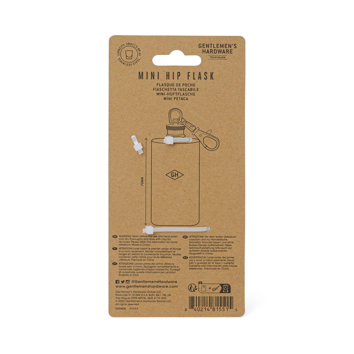 Buy Designworks Collective Gentlemen's Hardware Mini Hip Flask | s at Woven Durham