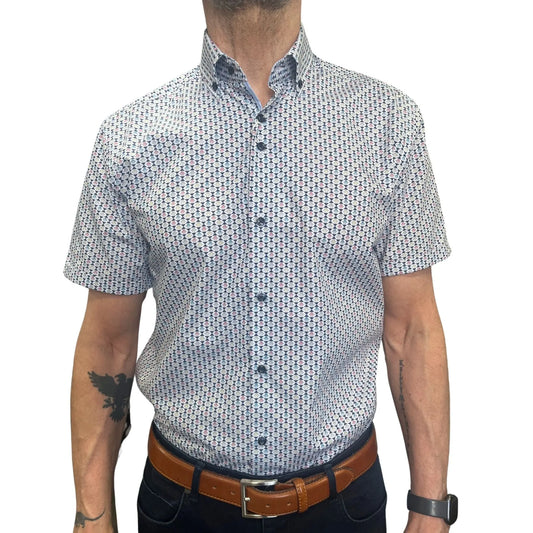 Buy Marnelli Sartoria Geo Pattern Short-Sleeve Shirt - Multi | Long-Sleeved Shirtss at Woven Durham