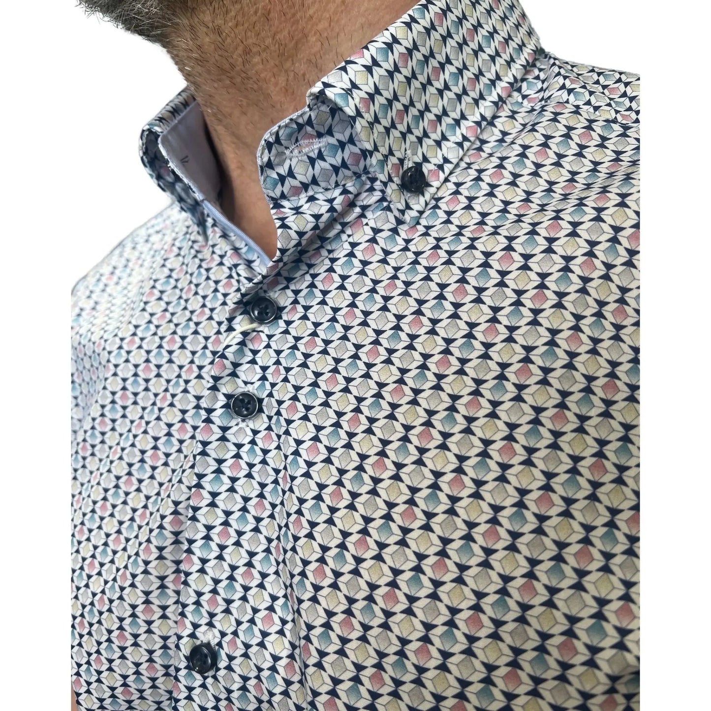 Buy Marnelli Sartoria Geo Pattern Short-Sleeve Shirt - Multi | Long-Sleeved Shirtss at Woven Durham