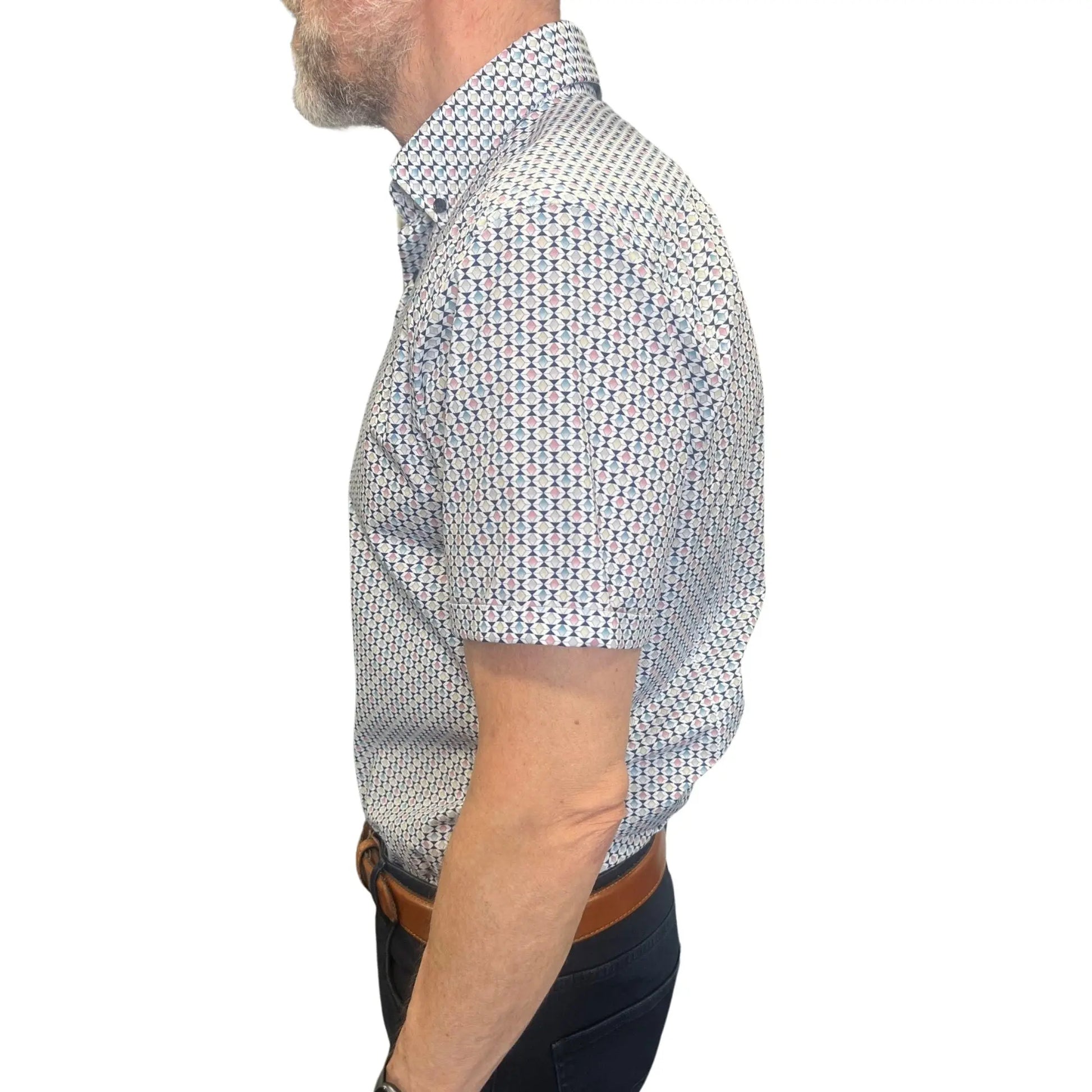 Buy Marnelli Sartoria Geo Pattern Short-Sleeve Shirt - Multi | Long-Sleeved Shirtss at Woven Durham