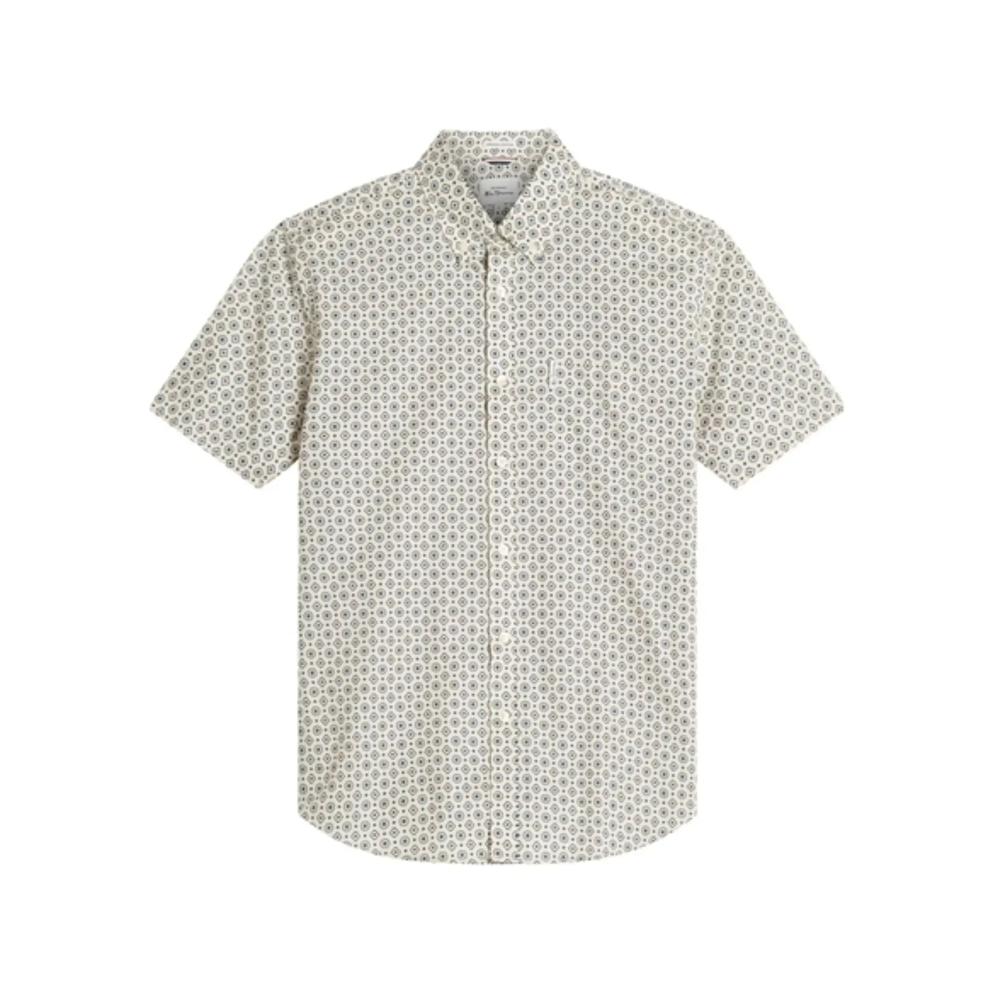 Buy Ben Sherman Geo Print Short Sleeve Shirt - Fog | Short-Sleeved Shirtss at Woven Durham