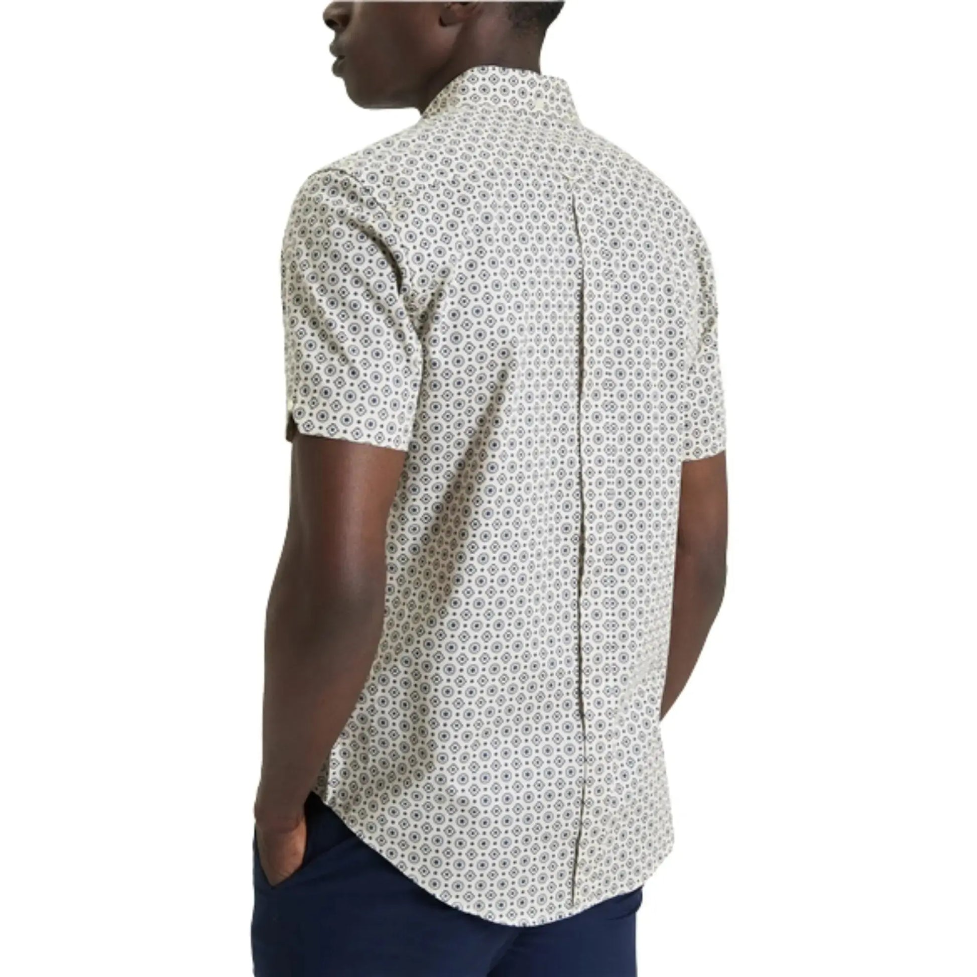 Buy Ben Sherman Geo Print Short Sleeve Shirt - Fog | Short-Sleeved Shirtss at Woven Durham