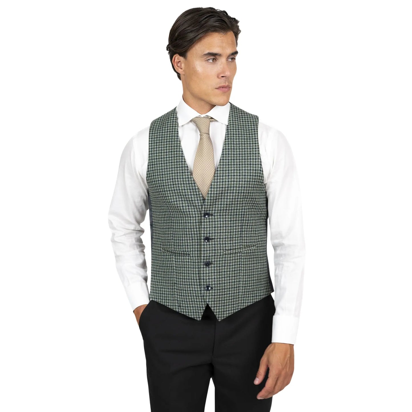 Buy Torre Gingham Check Waistcoat - Green | Suit Waistcoats at Woven Durham