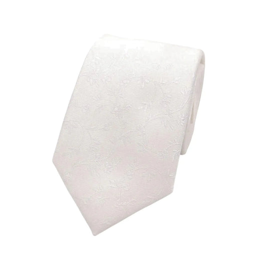 Buy L.A. Smith Ivory Leafy Floral Tie | Silk Tiess at Woven Durham