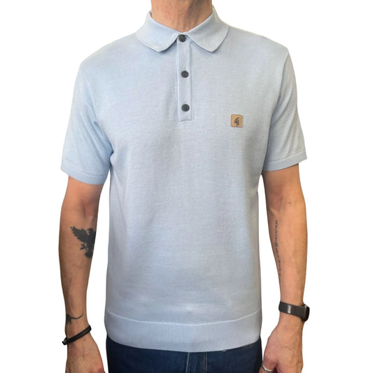 Buy Gabicci Vintage Jackson Knitted Polo - Azure | Short-Sleeved Polo Shirtss at Woven Durham
