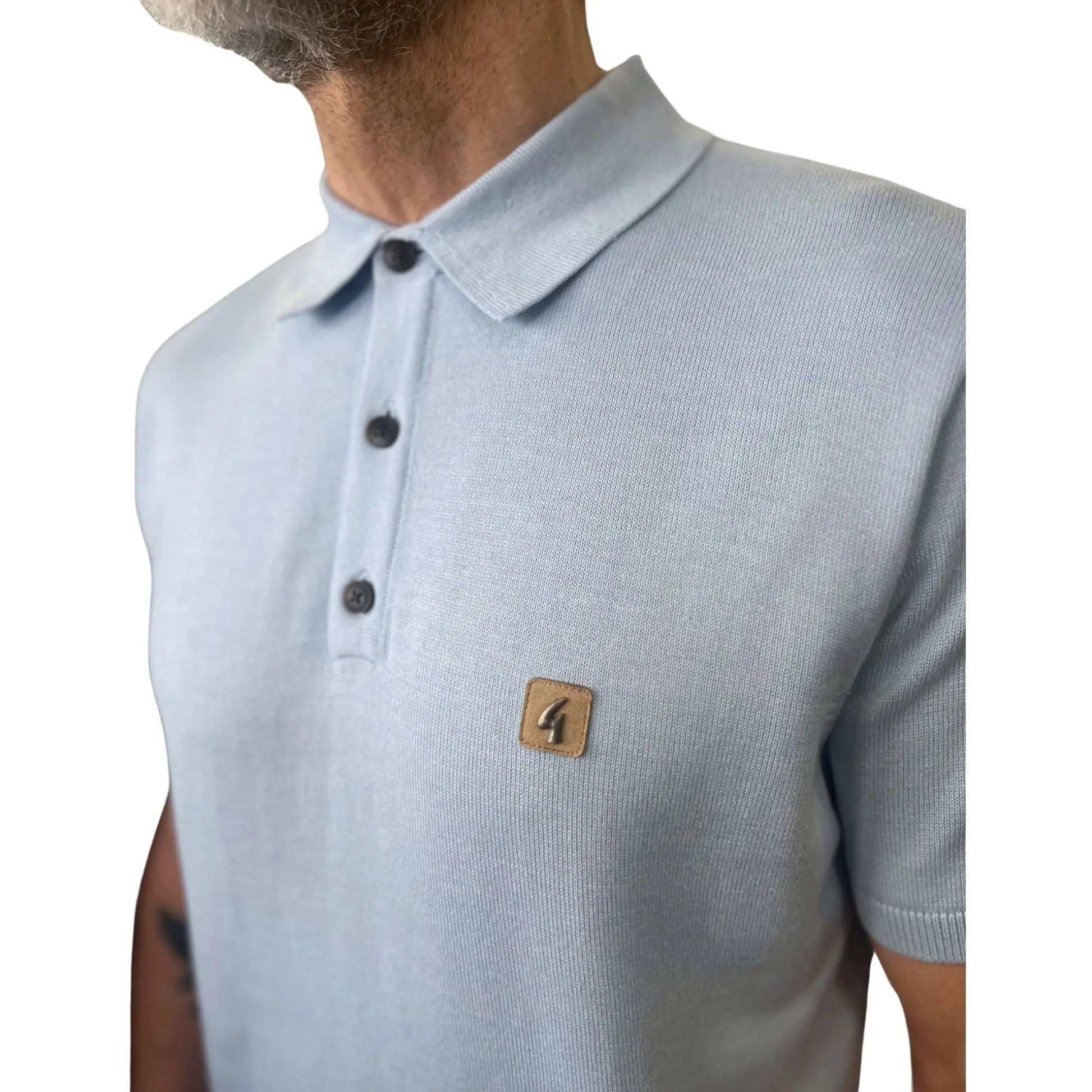 Buy Gabicci Vintage Jackson Knitted Polo - Azure | Short-Sleeved Polo Shirtss at Woven Durham