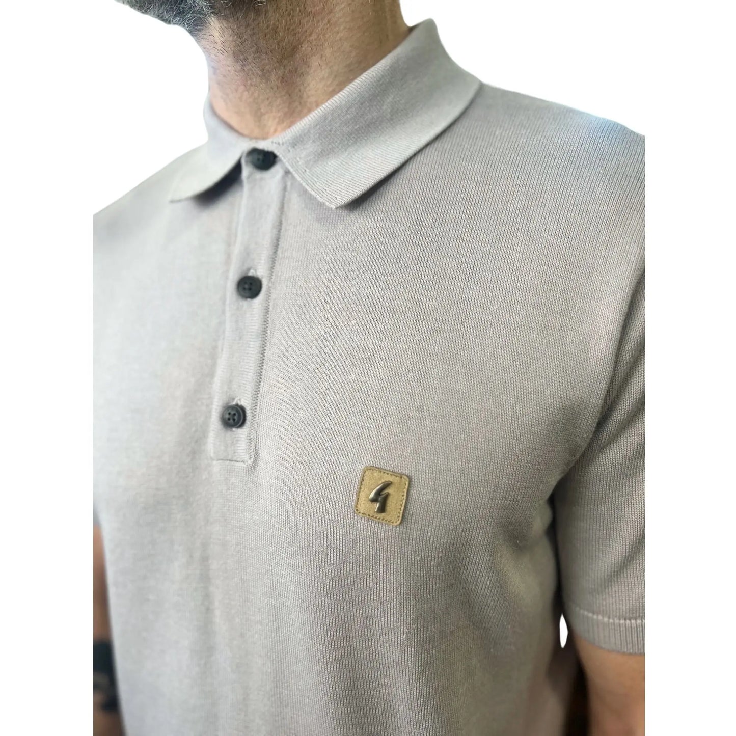 Buy Gabicci Vintage Jackson Knitted Polo - Mushroom | Short-Sleeved Polo Shirtss at Woven Durham