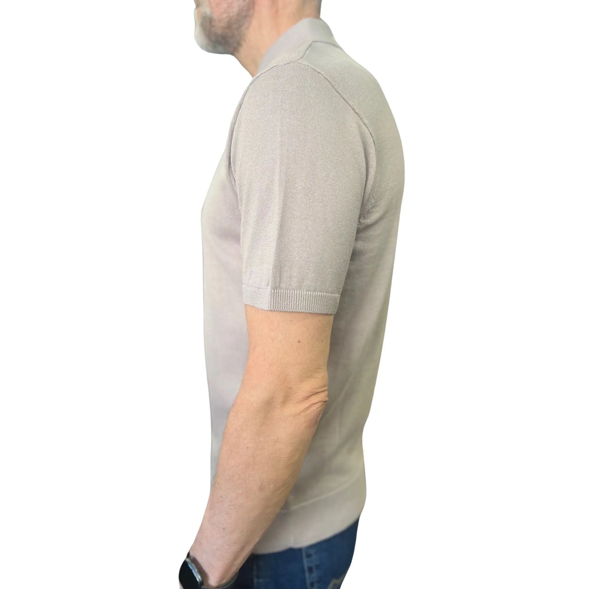 Buy Gabicci Vintage Jackson Knitted Polo - Mushroom | Short-Sleeved Polo Shirtss at Woven Durham