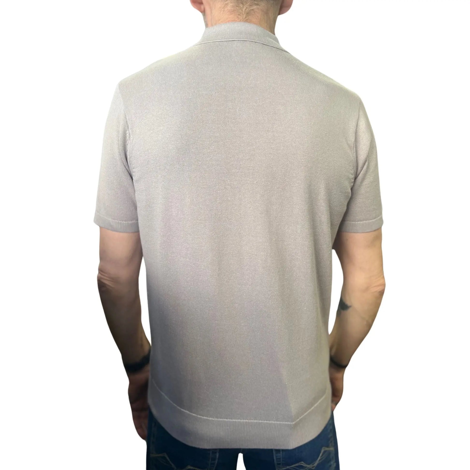 Buy Gabicci Vintage Jackson Knitted Polo - Mushroom | Short-Sleeved Polo Shirtss at Woven Durham