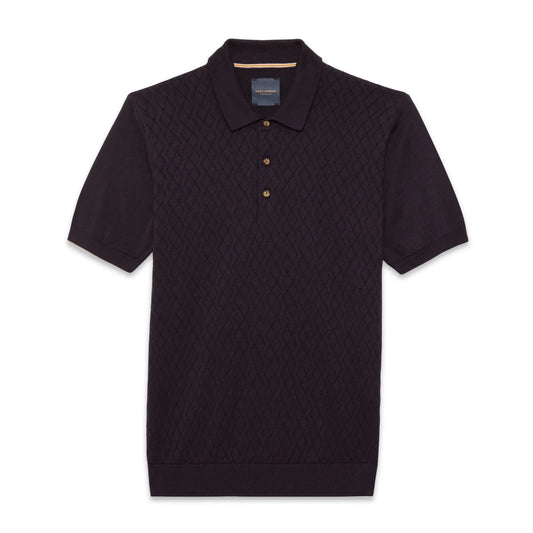 Buy Guide London Jacquard Print Short Sleeve Polo - Navy | Short-Sleeved Polo Shirtss at Woven Durham