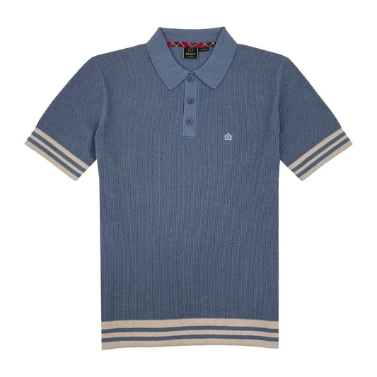 Buy Merc London Jamie Knitted Polo Shirt - Trooper Blue | Short-Sleeved Polo Shirtss at Woven Durham