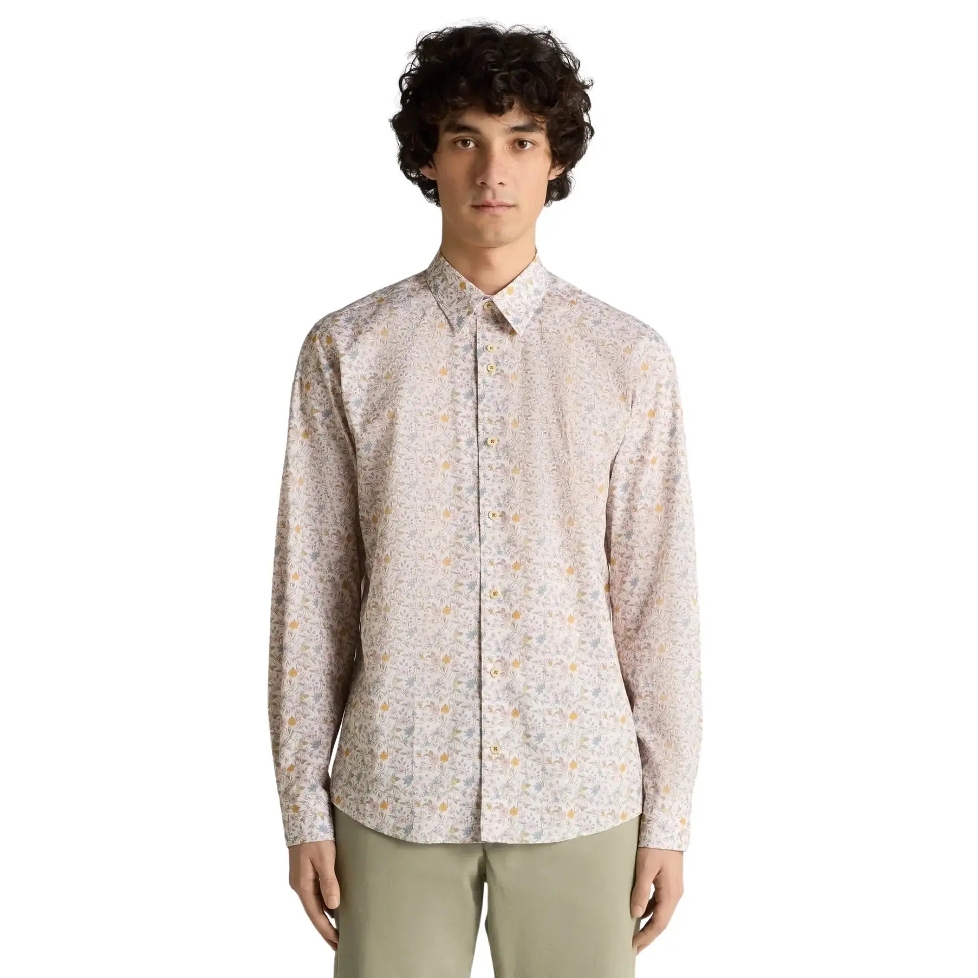 Buy Remus Uomo Jensen Floral Print Long-Sleeve Shirt - Beige | Long-Sleeved Shirtss at Woven Durham