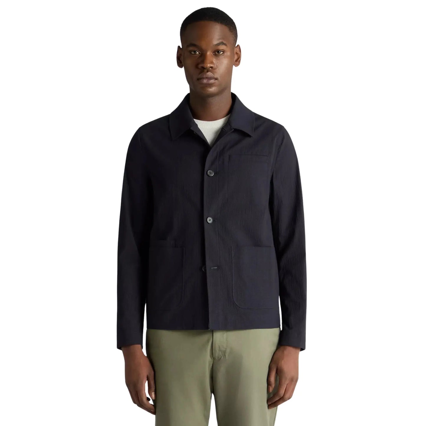 Buy Remus Uomo Keats Seersucker Jacket - Navy | Bomber Jacketss at Woven Durham