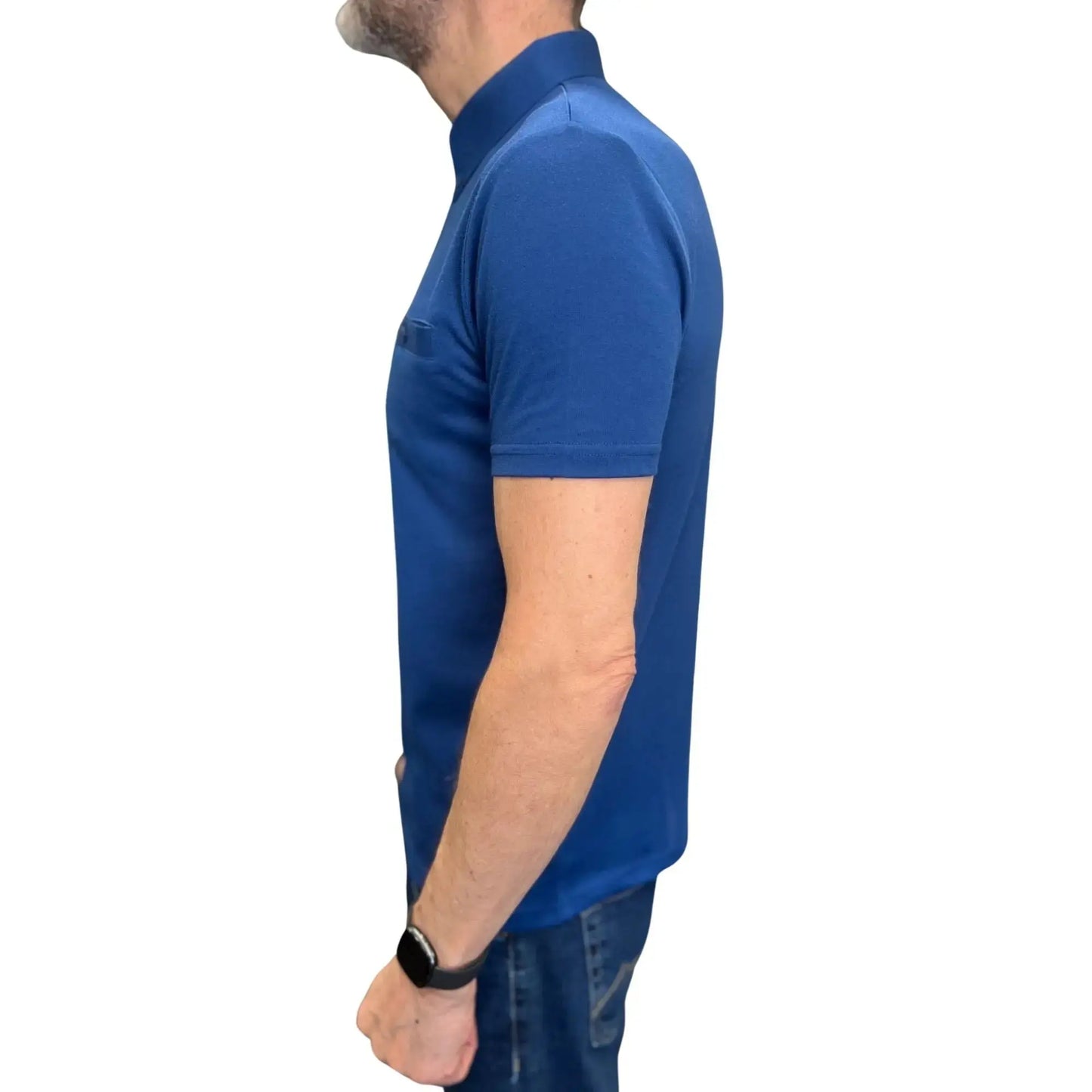 Buy Gabicci Vintage Ladro Skyway Blue Button-Down Collar Polo Shirt | Short-Sleeved Polo Shirtss at Woven Durham