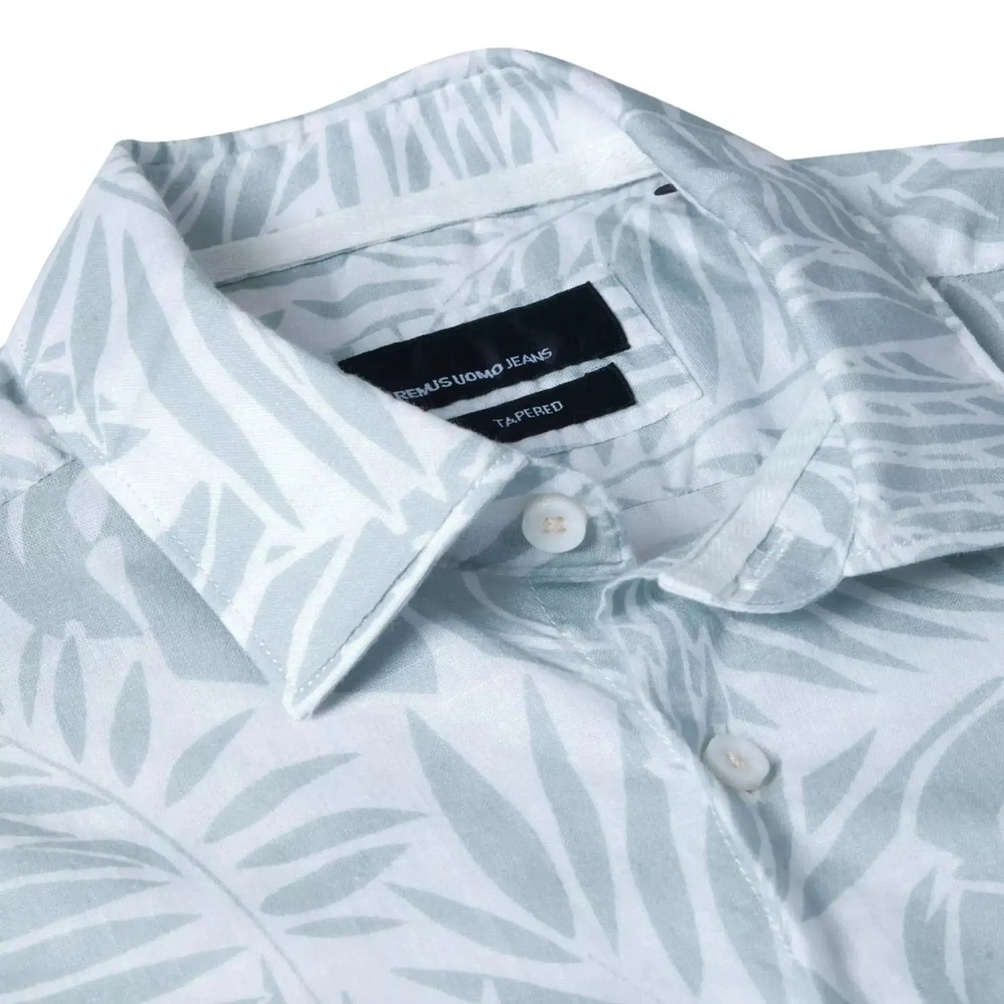 Buy Remus Uomo Leaf Print Short-Sleeve Shirt - Green | Short-Sleeved Shirtss at Woven Durham