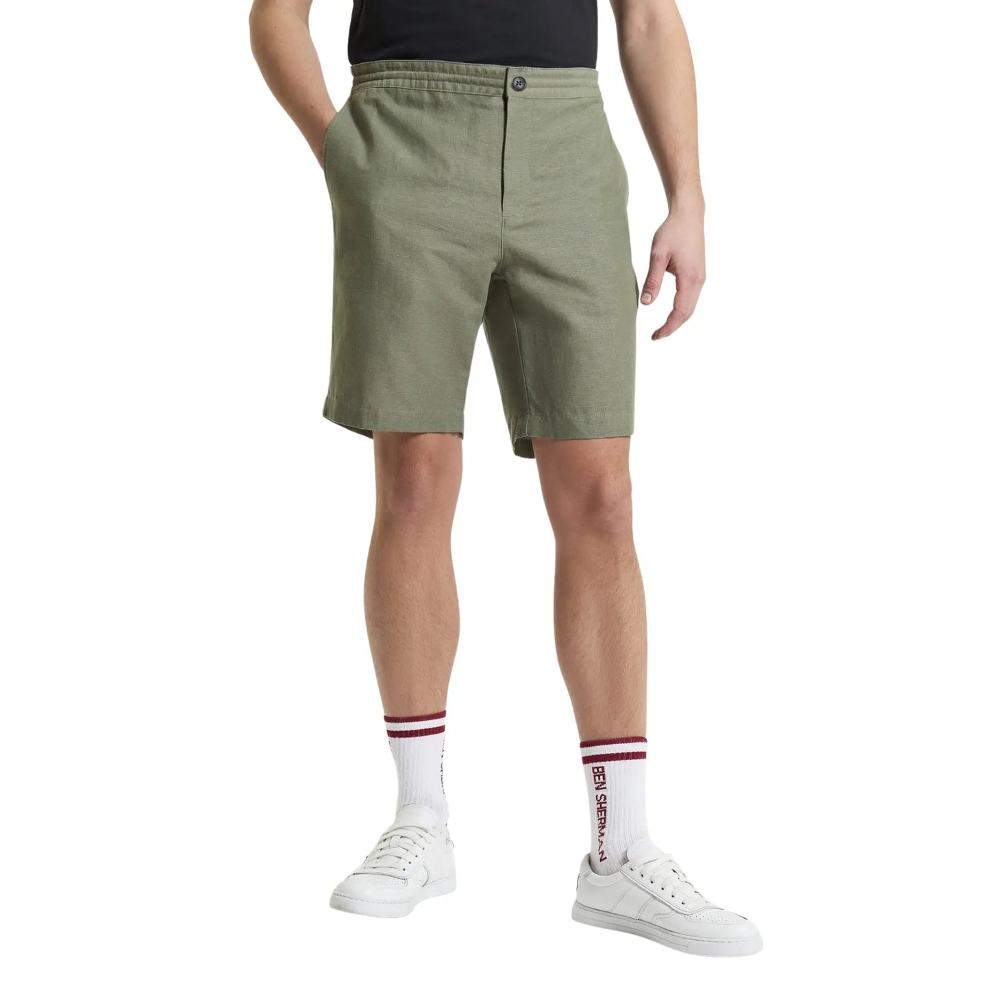 Buy Ben Sherman Linen Blend Draw String Short - Green | Shortss at Woven Durham